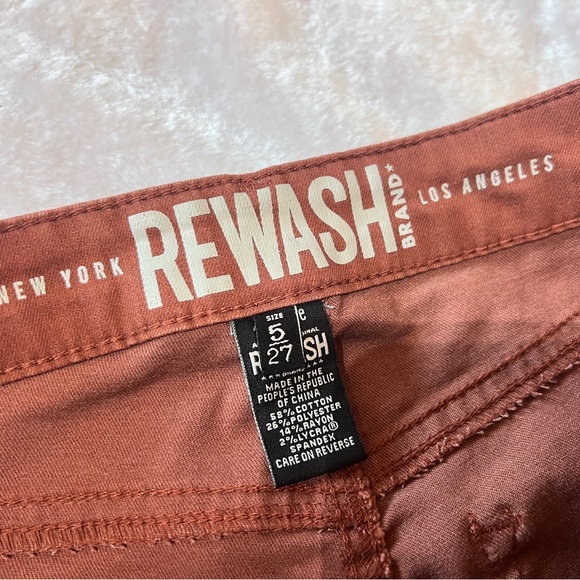 Rewash Size 5 / 27 Rust Colored Skinny Pants.  Unfinished bottom hem. - Picture 2 of 11